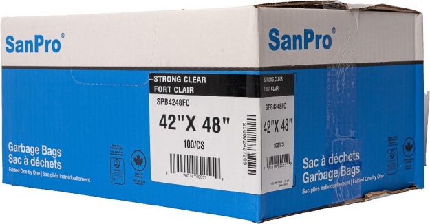 SanPro® Clear Polyethylene Garbage Bags 42'' x 48'' Strong CS/100.